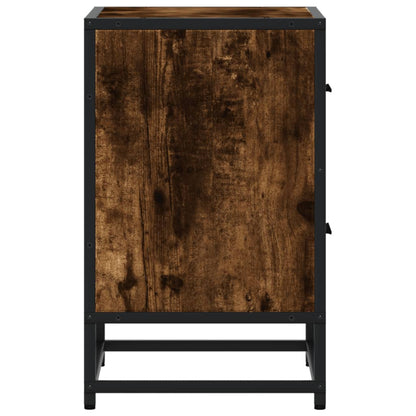 Nachtkastje 40x31x50 cm bewerkt hout gerookt eikenkleurig