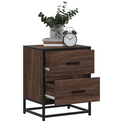 Nachtkastje 40x31x50 cm bewerkt hout bruin eikenkleurig