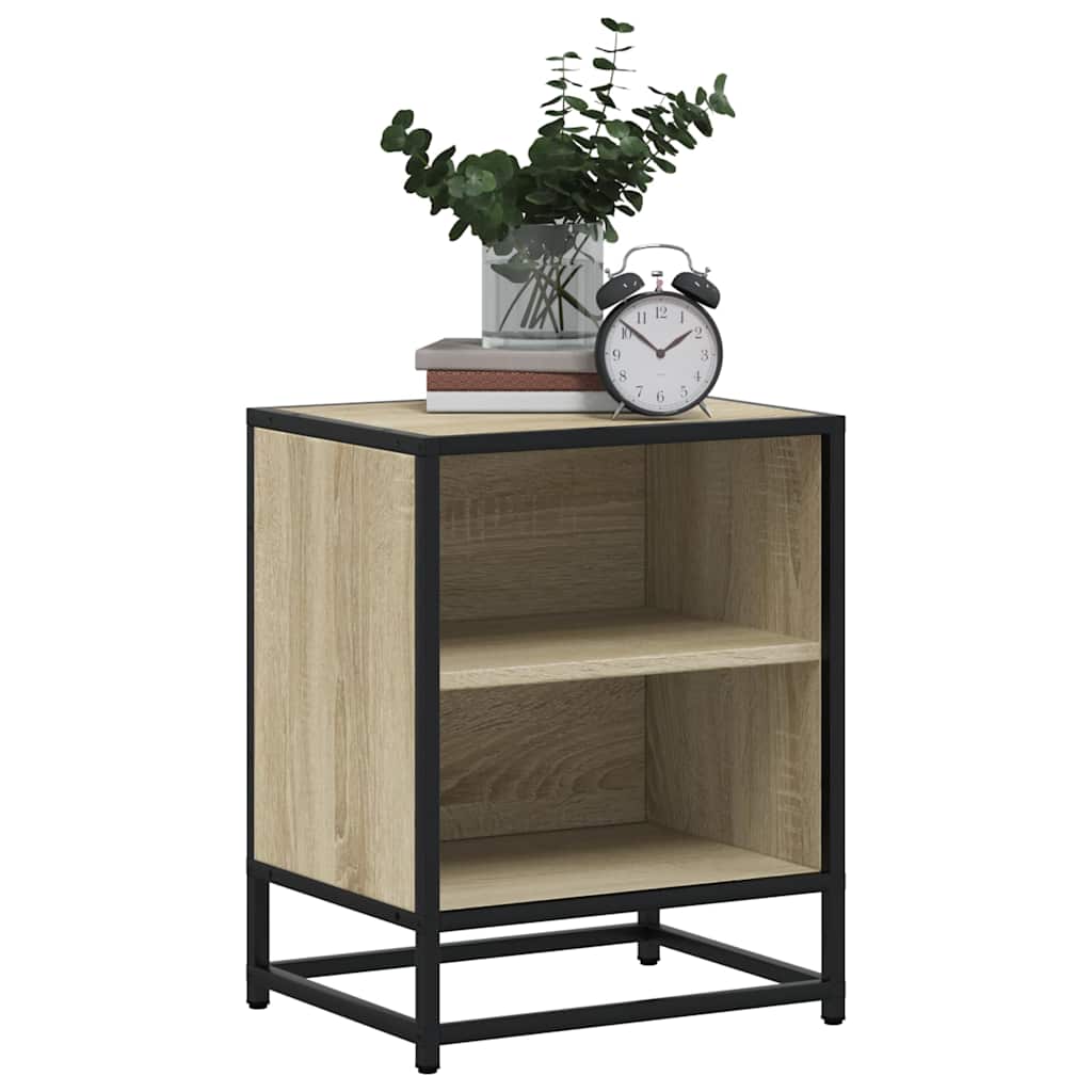 Nachtkastje 40x31x50 cm bewerkt hout en metaal sonoma eiken