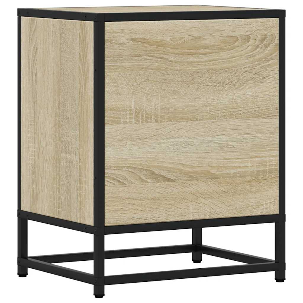 Nachtkastje 40x31x50 cm bewerkt hout en metaal sonoma eiken