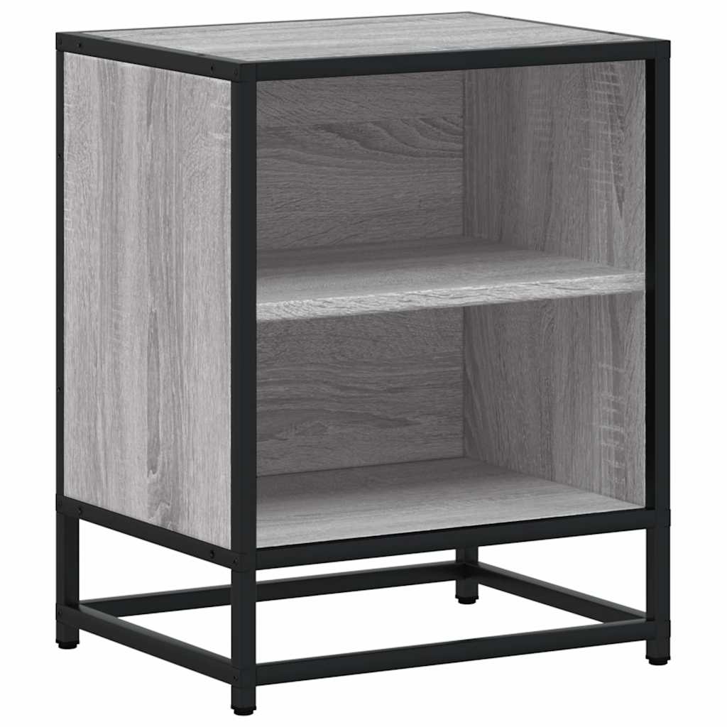 Nachtkastje 40x31x50 cm bewerkt hout&metaal grijs sonoma eiken