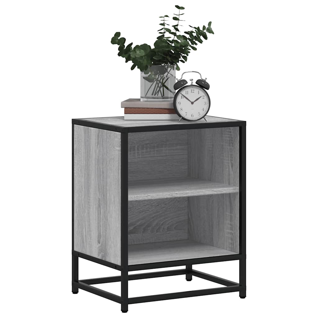 Nachtkastje 40x31x50 cm bewerkt hout&metaal grijs sonoma eiken