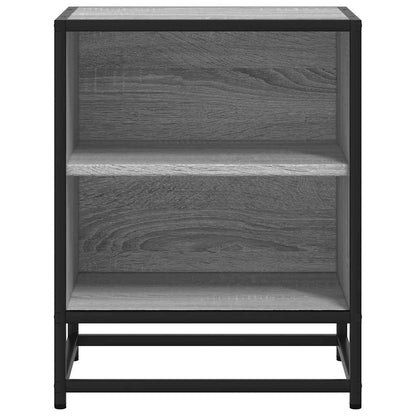 Nachtkastje 40x31x50 cm bewerkt hout&metaal grijs sonoma eiken