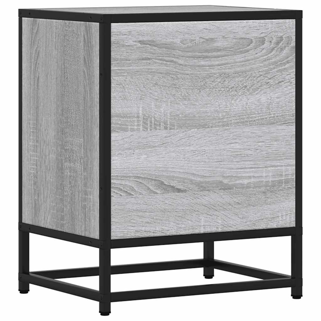 Nachtkastje 40x31x50 cm bewerkt hout&metaal grijs sonoma eiken