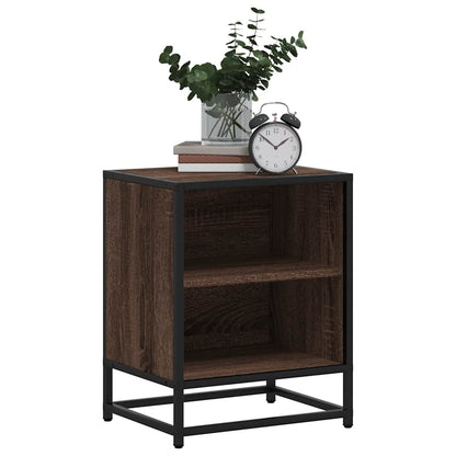Nachtkastje 40x31x50 cm bewerkt hout en metaal bruin eikenkleur