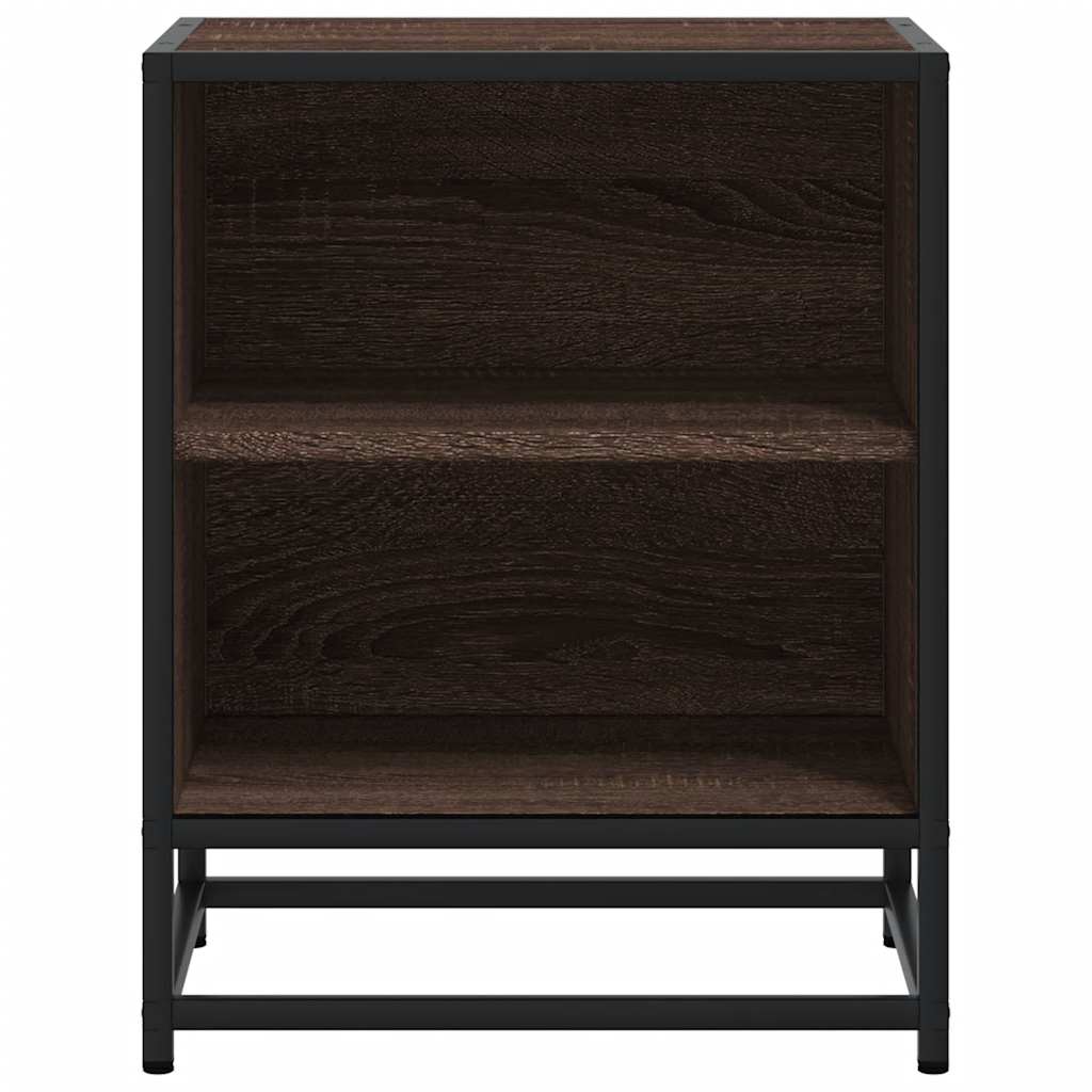 Nachtkastje 40x31x50 cm bewerkt hout en metaal bruin eikenkleur