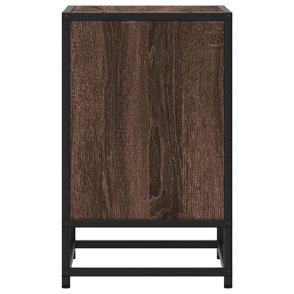 Nachtkastje 40x31x50 cm bewerkt hout en metaal bruin eikenkleur