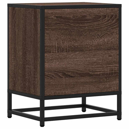 Nachtkastje 40x31x50 cm bewerkt hout en metaal bruin eikenkleur