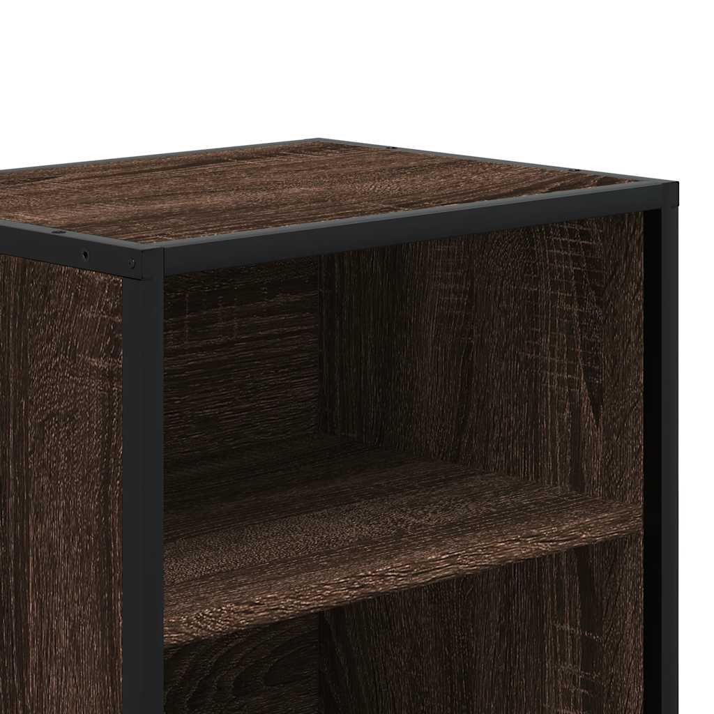 Nachtkastje 40x31x50 cm bewerkt hout en metaal bruin eikenkleur