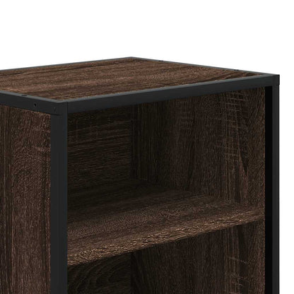 Nachtkastje 40x31x50 cm bewerkt hout en metaal bruin eikenkleur
