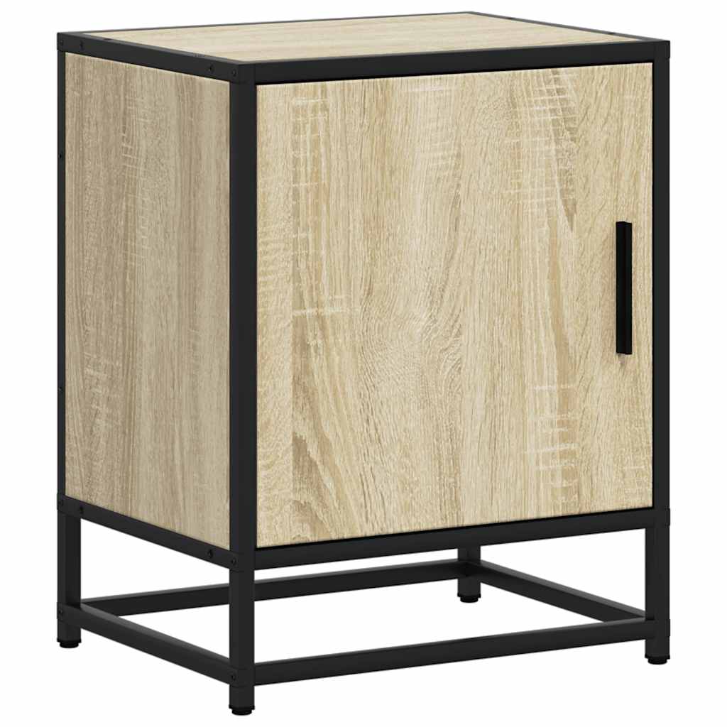 Nachtkastje 40x31x50 cm bewerkt hout en metaal sonoma eiken