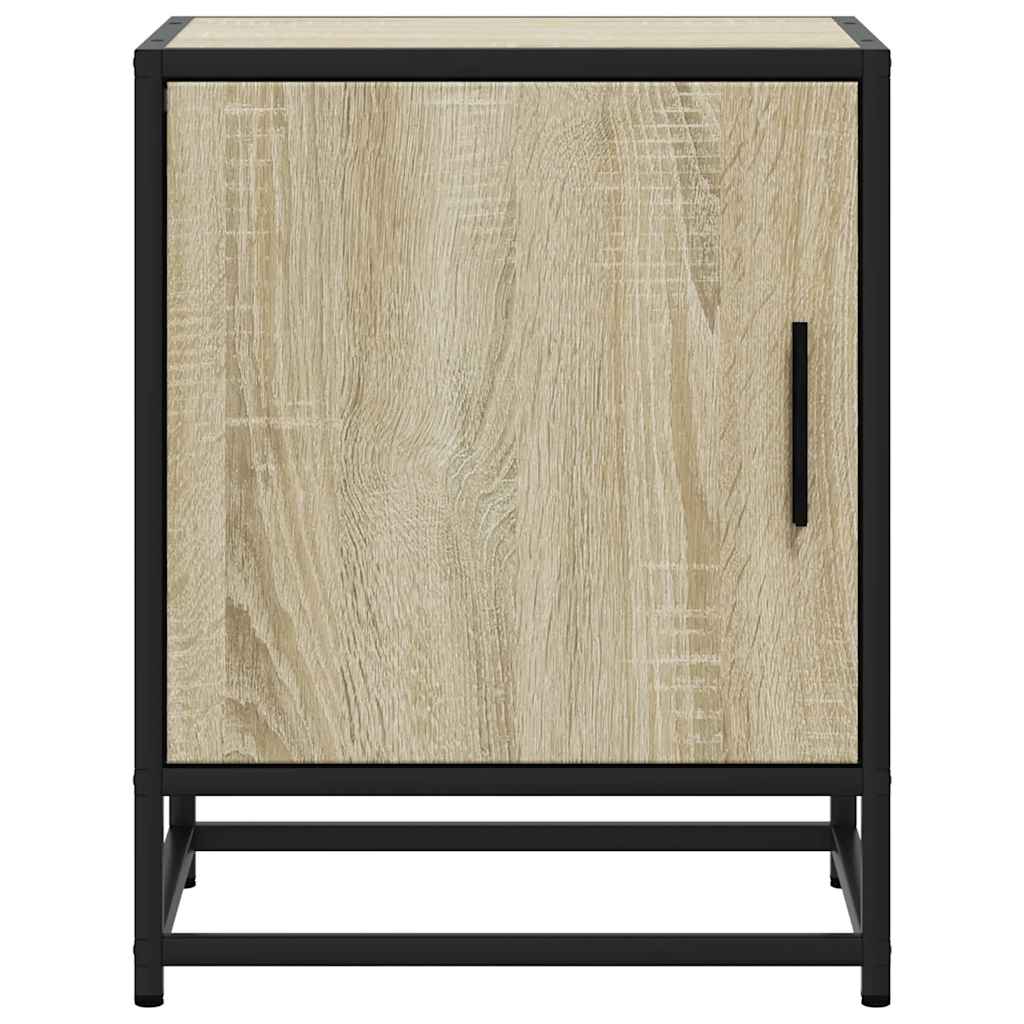 Nachtkastje 40x31x50 cm bewerkt hout en metaal sonoma eiken