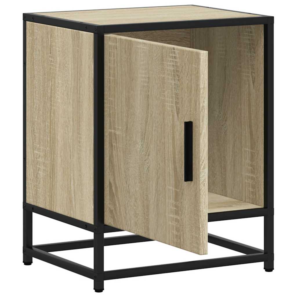 Nachtkastje 40x31x50 cm bewerkt hout en metaal sonoma eiken