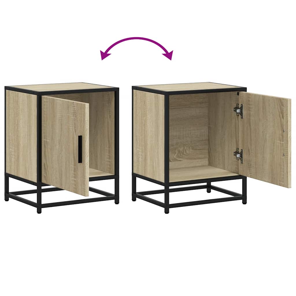 Nachtkastje 40x31x50 cm bewerkt hout en metaal sonoma eiken