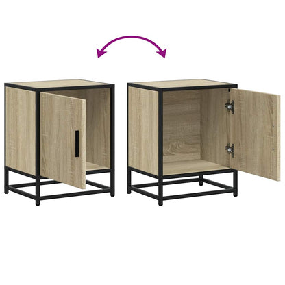 Nachtkastje 40x31x50 cm bewerkt hout en metaal sonoma eiken