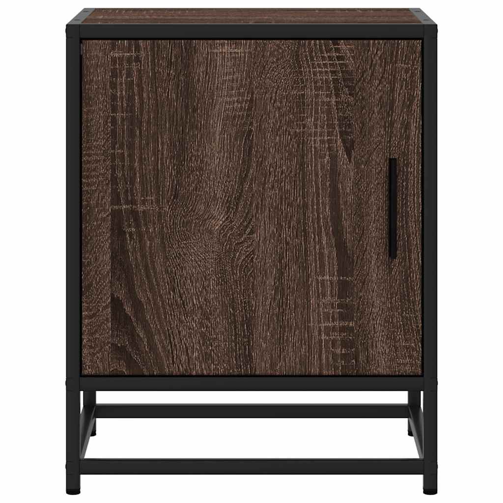 Nachtkastje 40x31x50 cm bewerkt hout en metaal bruin eikenkleur