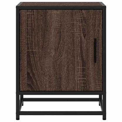 Nachtkastje 40x31x50 cm bewerkt hout en metaal bruin eikenkleur