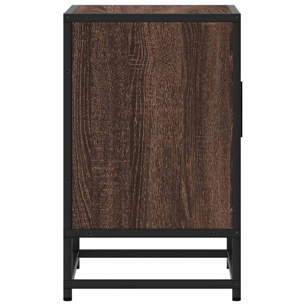 Nachtkastje 40x31x50 cm bewerkt hout en metaal bruin eikenkleur