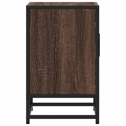 Nachtkastje 40x31x50 cm bewerkt hout en metaal bruin eikenkleur