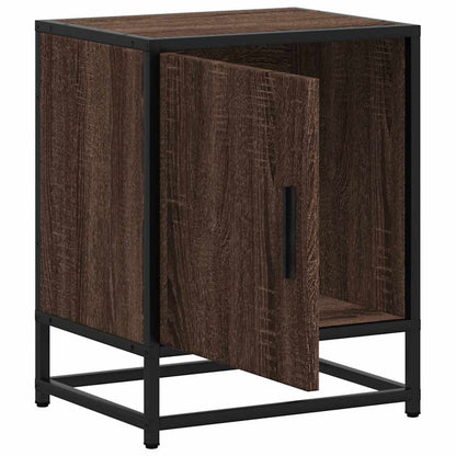 Nachtkastje 40x31x50 cm bewerkt hout en metaal bruin eikenkleur