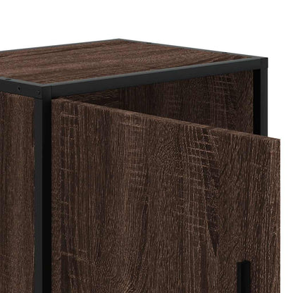 Nachtkastje 40x31x50 cm bewerkt hout en metaal bruin eikenkleur