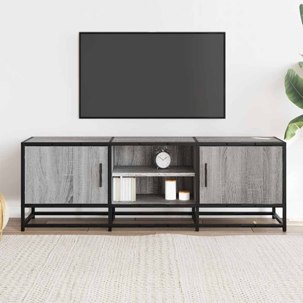 Tv-meubel 120x35x41 cm bewerkt hout metaal grijs sonoma eiken