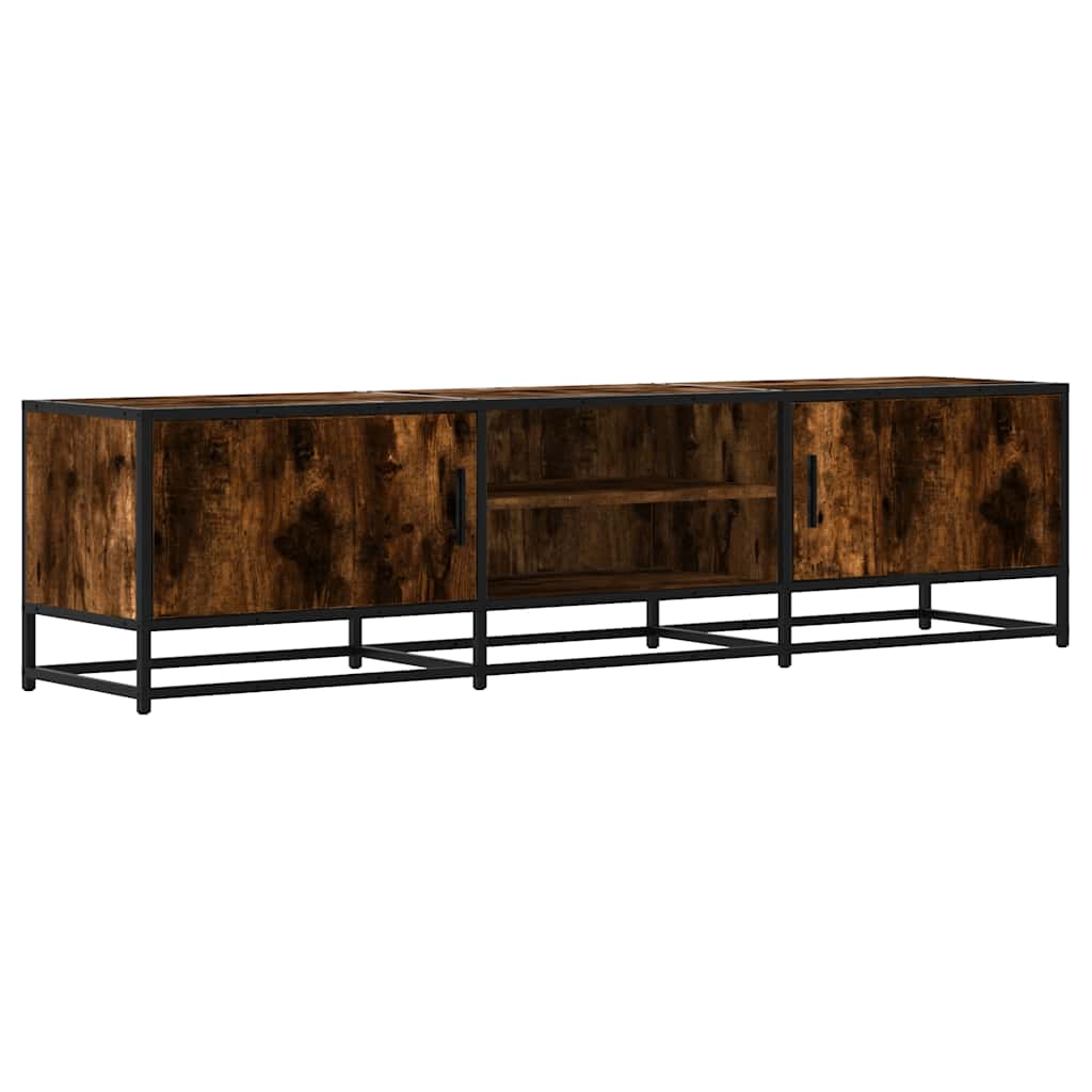 Tv-meubel 160x35x41 cm bewerkt hout metaal gerookt eikenkleur