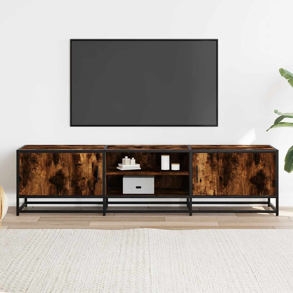 Tv-meubel 160x35x41 cm bewerkt hout metaal gerookt eikenkleur