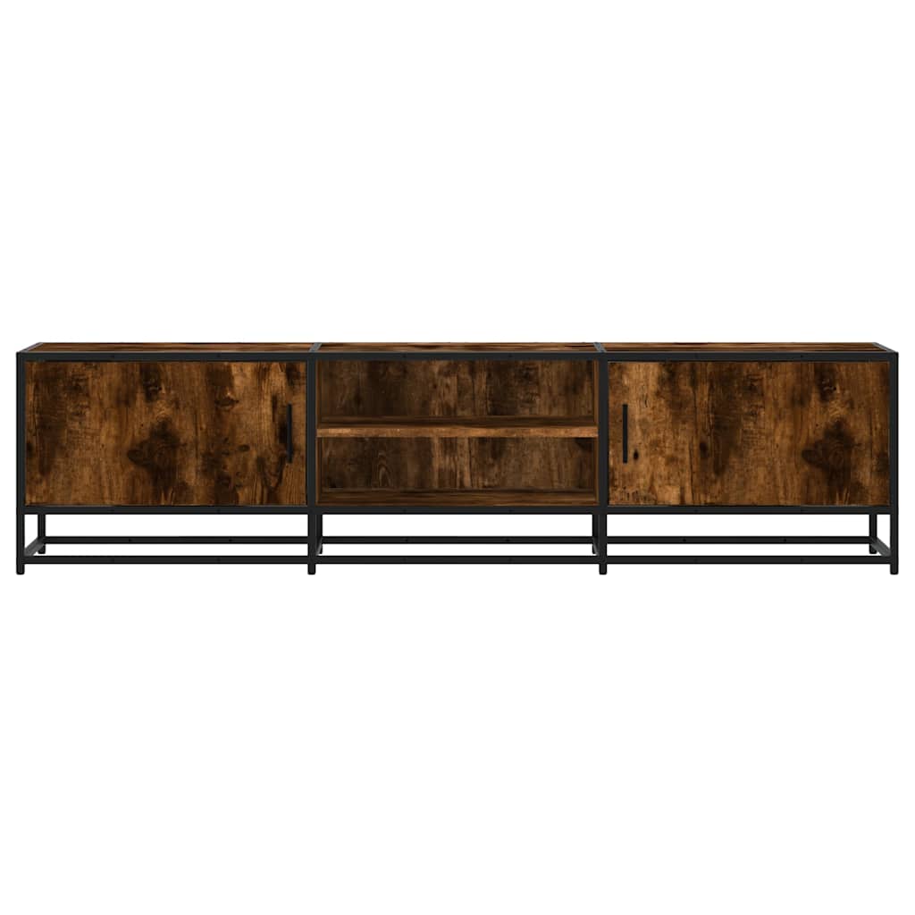 Tv-meubel 160x35x41 cm bewerkt hout metaal gerookt eikenkleur