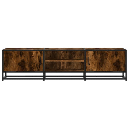Tv-meubel 160x35x41 cm bewerkt hout metaal gerookt eikenkleur