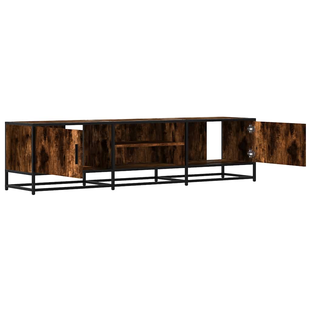 Tv-meubel 160x35x41 cm bewerkt hout metaal gerookt eikenkleur