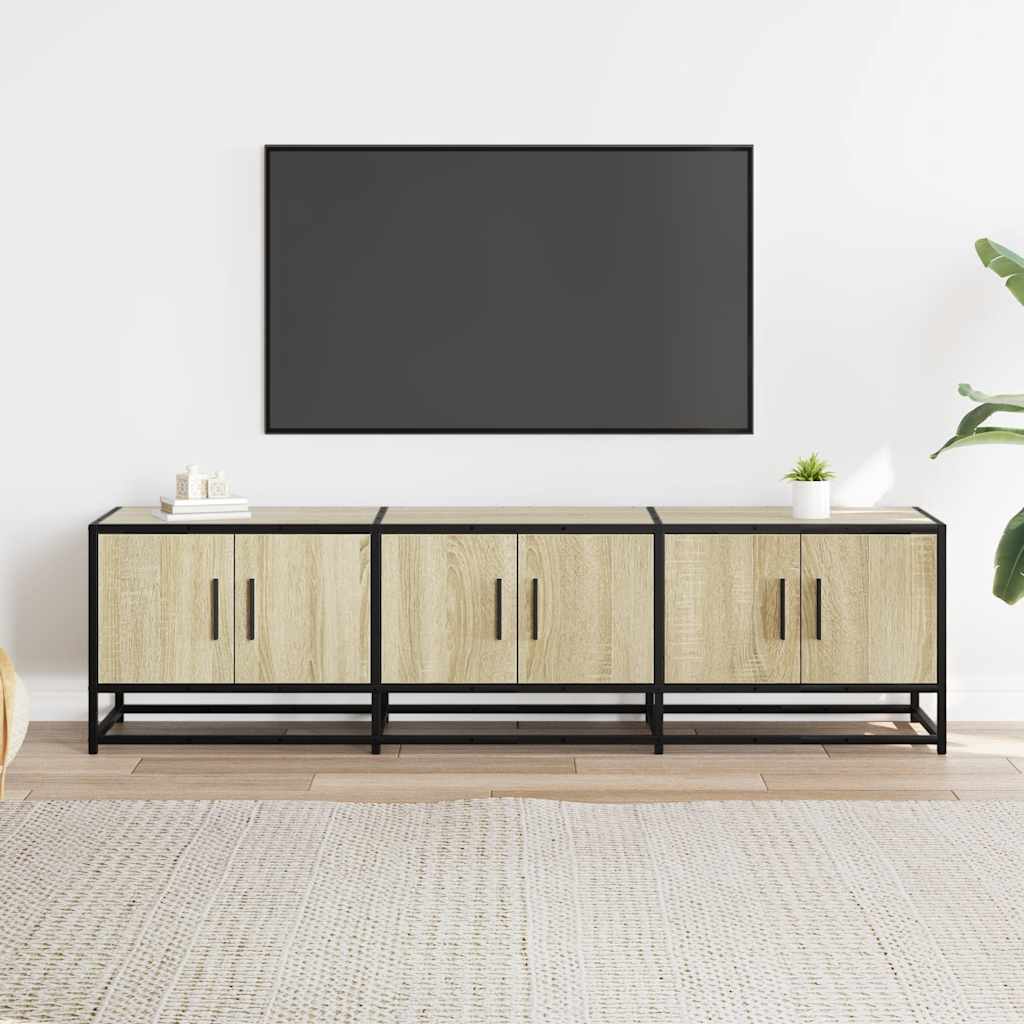 Tv-meubel 150x35x41 cm bewerkt hout metaal sonoma eikenkleurig