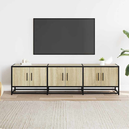 Tv-meubel 150x35x41 cm bewerkt hout metaal sonoma eikenkleurig