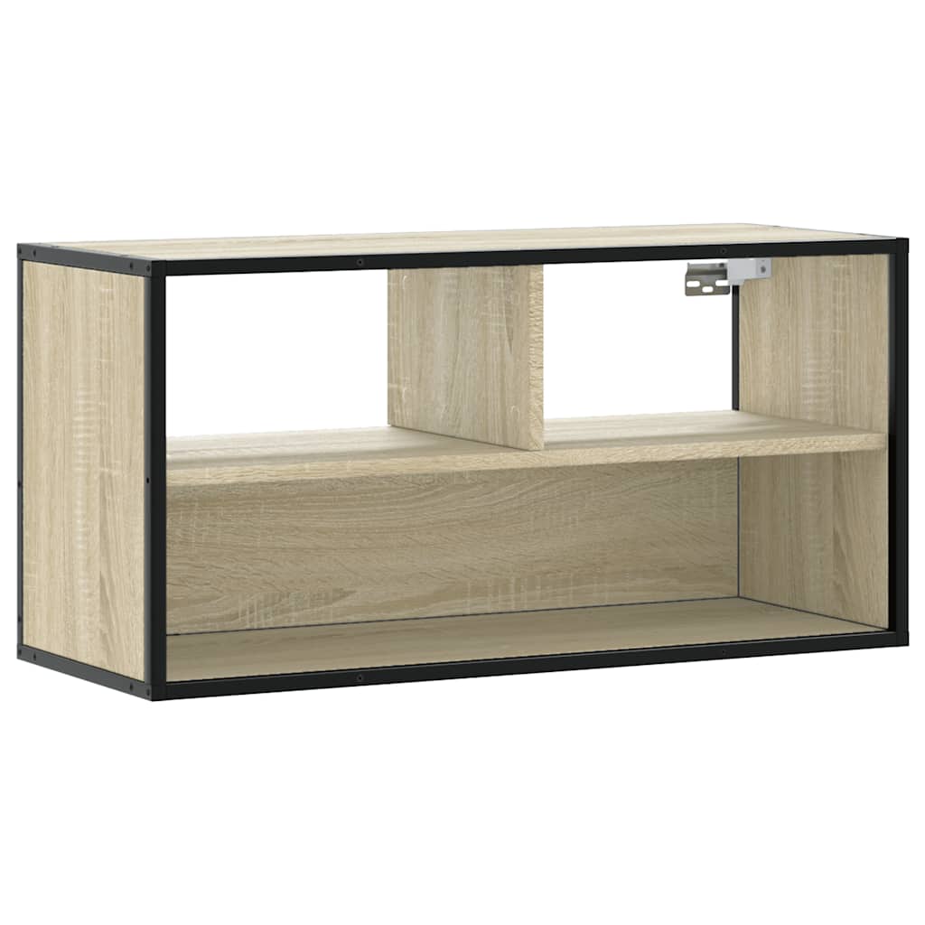 Tv-meubel 80x31x39,5 cm bewerkt hout metaal sonoma eikenkleurig