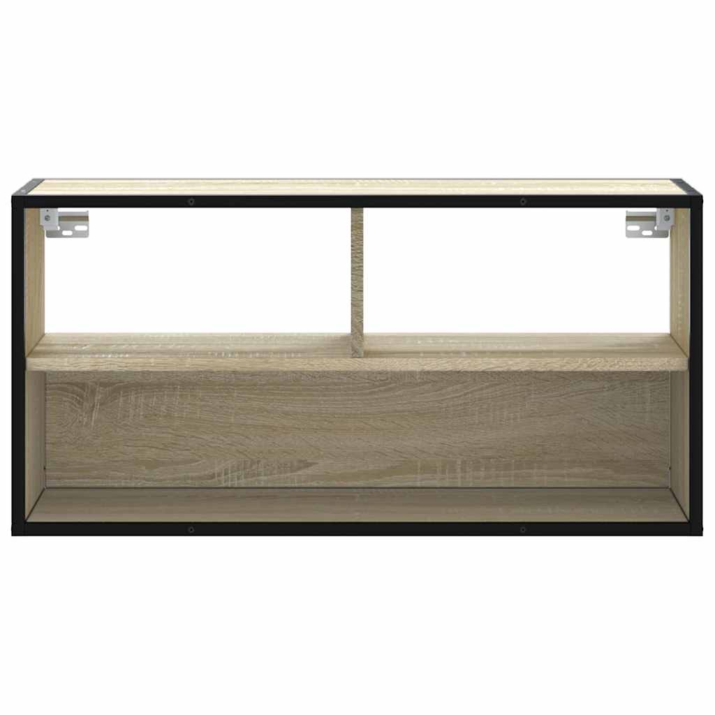Tv-meubel 80x31x39,5 cm bewerkt hout metaal sonoma eikenkleurig