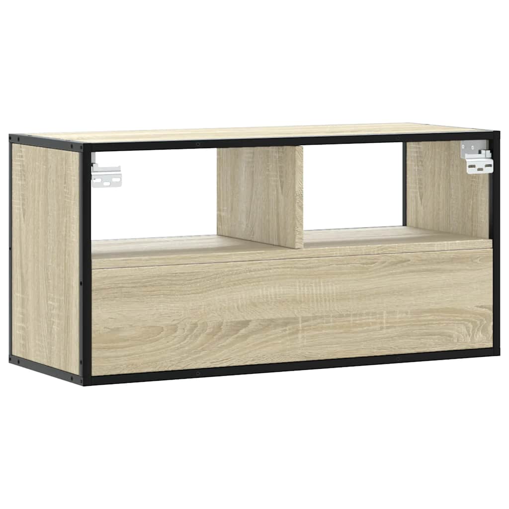 Tv-meubel 80x31x39,5 cm bewerkt hout metaal sonoma eikenkleurig