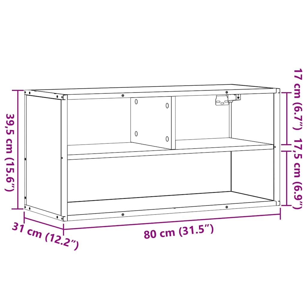 Tv-meubel 80x31x39,5 cm bewerkt hout metaal sonoma eikenkleurig