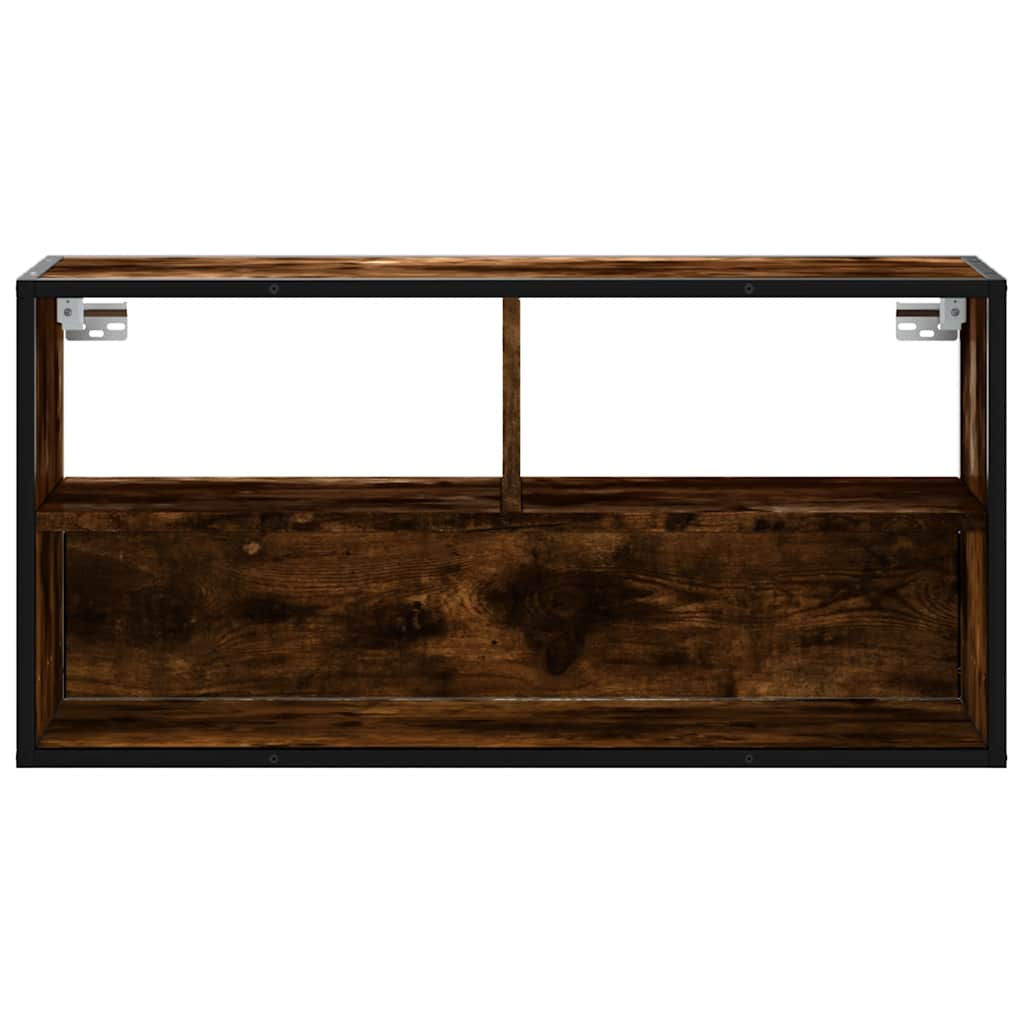 Tv-meubel 80x31x39,5cm bewerkt hout metaal gerookt eikenkleurig