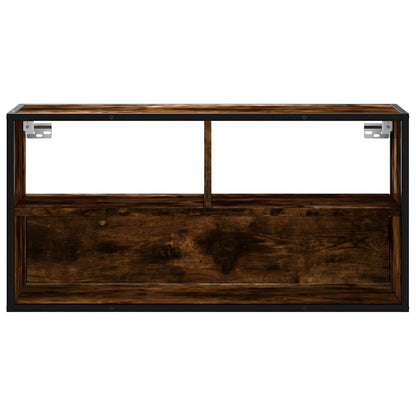 Tv-meubel 80x31x39,5cm bewerkt hout metaal gerookt eikenkleurig