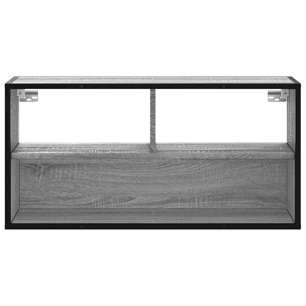 Tv-meubel 80x31x39,5 cm bewerkt hout metaal grijs sonoma eiken