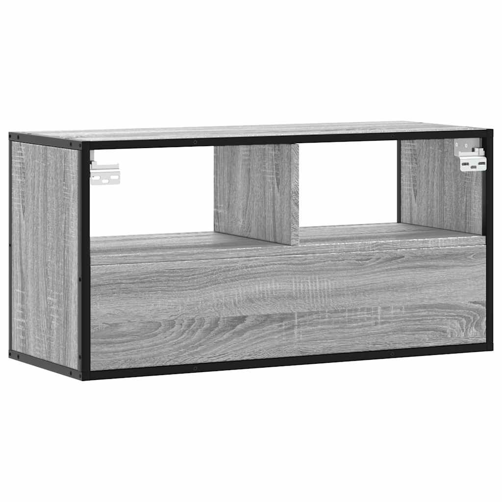 Tv-meubel 80x31x39,5 cm bewerkt hout metaal grijs sonoma eiken