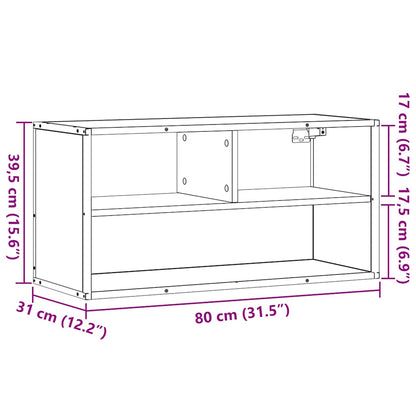Tv-meubel 80x31x39,5 cm bewerkt hout metaal grijs sonoma eiken