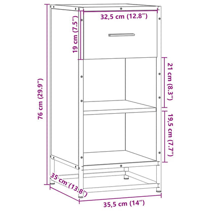 Dressoir 35,5x35x76 cm bewerkt hout en metaal sonoma eikenkleur