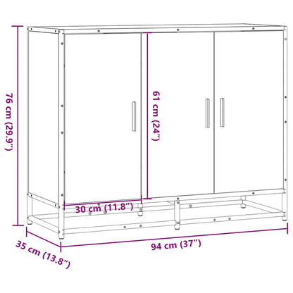 Dressoir 94x35x76 cm bewerkt hout grijs sonoma eikenkleurig