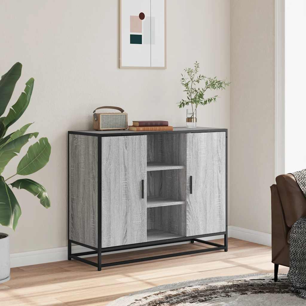 Dressoir 92x35x76 cm bewerkt hout grijs sonoma eikenkleurig