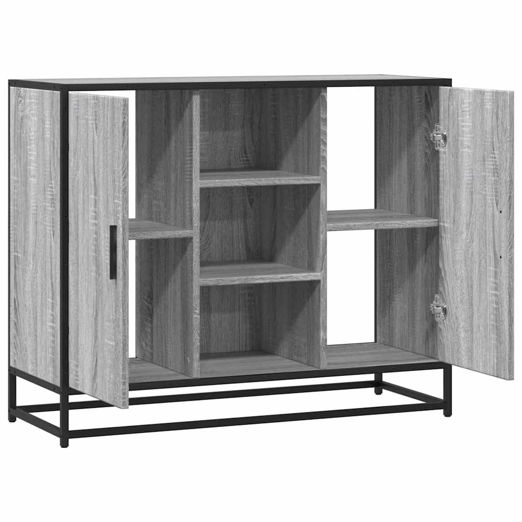 Dressoir 92x35x76 cm bewerkt hout grijs sonoma eikenkleurig