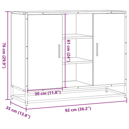 Dressoir 92x35x76 cm bewerkt hout grijs sonoma eikenkleurig