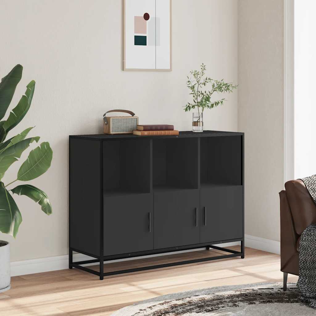Dressoir 100x35x76 cm bewerkt hout zwart