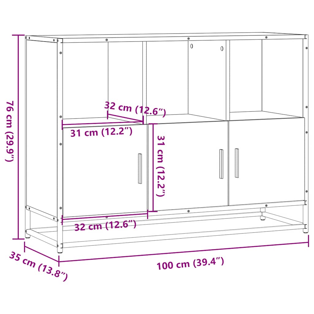 Dressoir 100x35x76 cm bewerkt hout zwart
