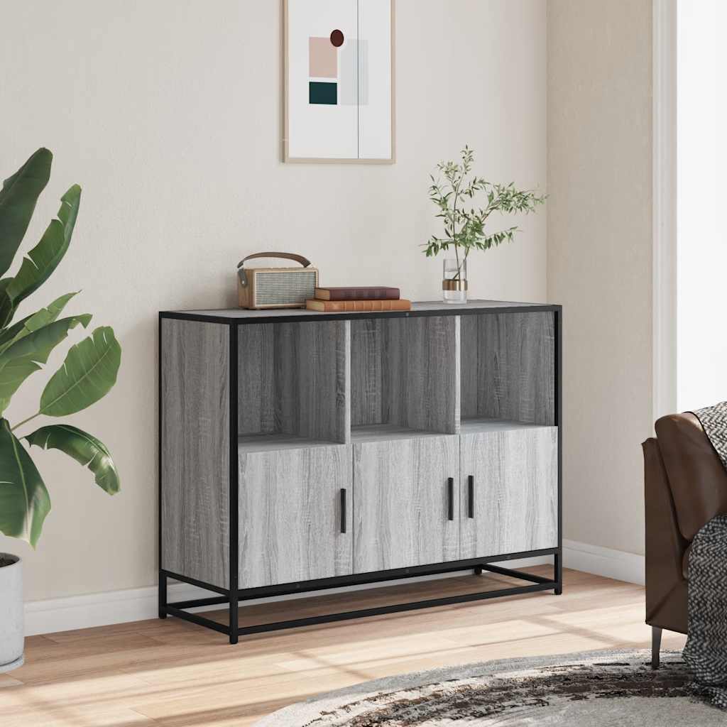 Dressoir 100x35x76 cm bewerkt hout grijs sonoma eikenkleurig
